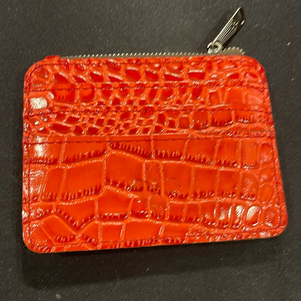 Patricia Nash Cassis ID Wallet - Vintage Distressed Croc Leather - Papaya